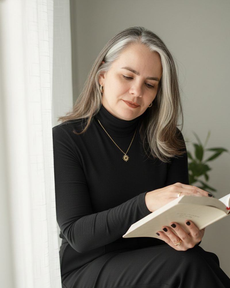 Lyziane Menezes lendo um livro